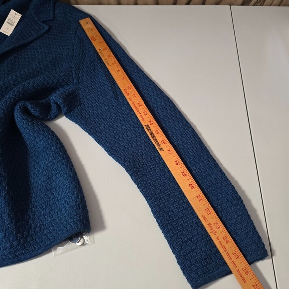 Talbots Womens Cardigan Sweater Size 3X Blue Button Up‎ Merino Wool Knit Jacket - Picture 11 of 13